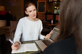 Business lady with the laptop