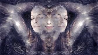 portrait of a girl with a mirror image of the face