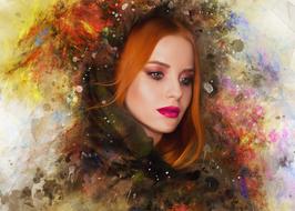 abstract portrait of a red hair woman