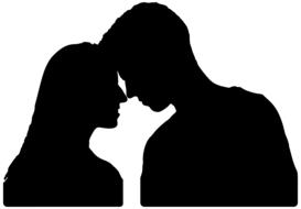 relationship, boy and girl in love, silhouette
