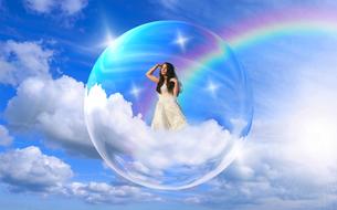 woman in soap bubble