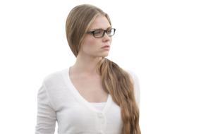 photo of a girl with long hair in glasses