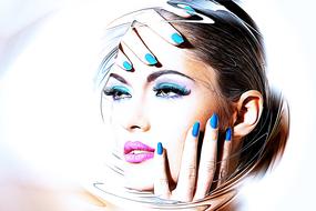 portrait of charming woman face and hands
