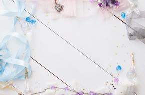 decorations and sparkles on a white table