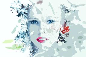 clipart portrait of winter woman blue eyes