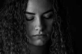 monochrome portrait of Woman Thoughtfulness Girl