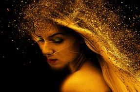 beautiful girl with golden hair as a fantasy