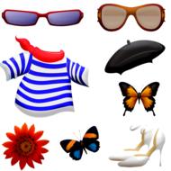 variety of clothing accessories on a white background