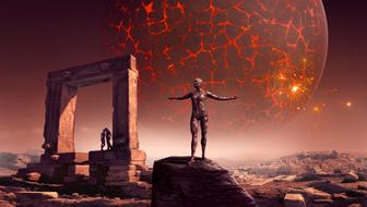 Fantasy Science Fiction Surreal red drawing