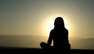 Silhouette girl at Sunset Dusk