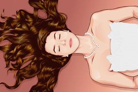 lying woman on the pink background