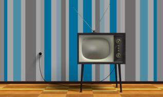 vintage TV in living room