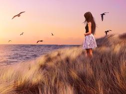 young lady by the sea in Bulgaria