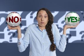 Yes or No, Opportunity, funny girl with balls on hands