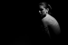 photo of a girl in the dark