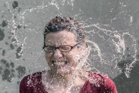 Portrait of Refreshment Splash of water and woman