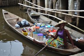 Woman Africa boat