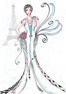 fashion female model paris drawing