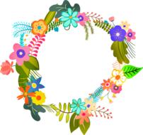 Colorful and beautiful flower wreath, at white background, on white background