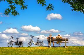 Man Woman Bicycle park