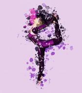 Colorful drawing of the dancer at purple background on clipart