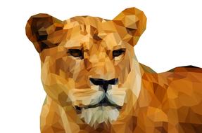 brown geometric image of a lioness