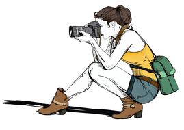 camera female girl drawing