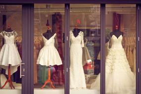 Window with bridal fashion