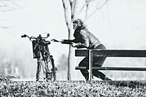 Person Woman Sitting and bike