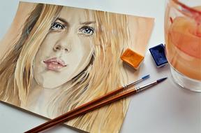 watercolor drawing of woman portrait