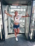 girl in a lift at summer