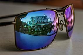 city waterfront Mirroring on Sunglasses