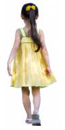 photo of a girl in a yellow dress view from the back