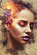 young girl with closed eyes, fantasy portrait
