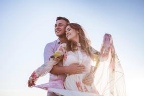 happy couple in summer