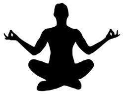 silhouette of a man in a yoga pose on a white background