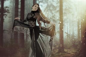 Gothic Fantasy girl in magnificent forest