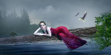 woman in a beautiful dress as a fantasy
