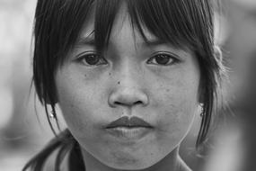 black and white portrait of an Asian girl