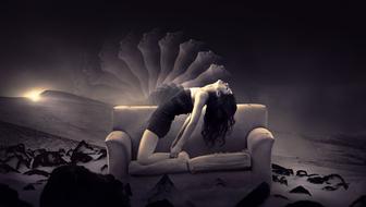 sexy girl posing on sofa, Fantasy, Dream, digital art