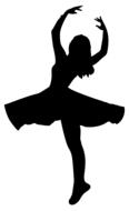 silhouette of dancing girl in wide skirt