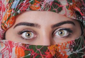 portrait of a girl in a colorful hijab