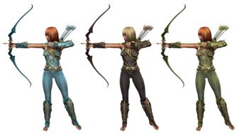 painted three women war with bows and arrows