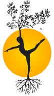 silhouette of woman and trees, yoga