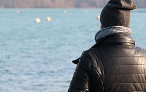 Woman at Winter on coast