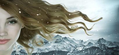 portrait of a woman on the winter background