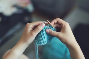 knitting on wooden knitting needles