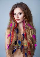 Fashionable woman with the colorful hair