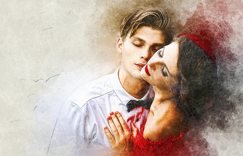 digital image of a romantic couple