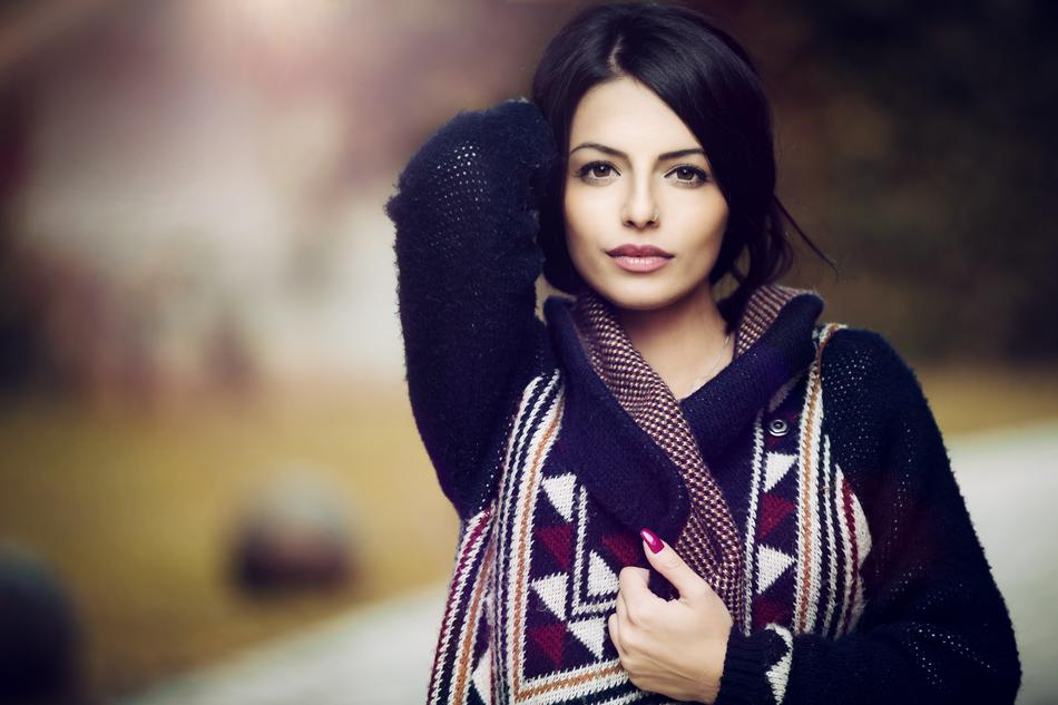 beautiful young woman on blurred background